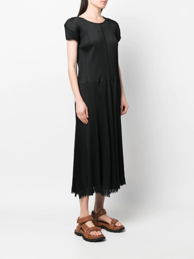 Pre-owned Issey Miyake 2000s Pleats Please A-line Dress In Black