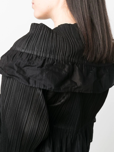 Pre-owned Issey Miyake 2000s Plissé Ruffled Bolero In Black