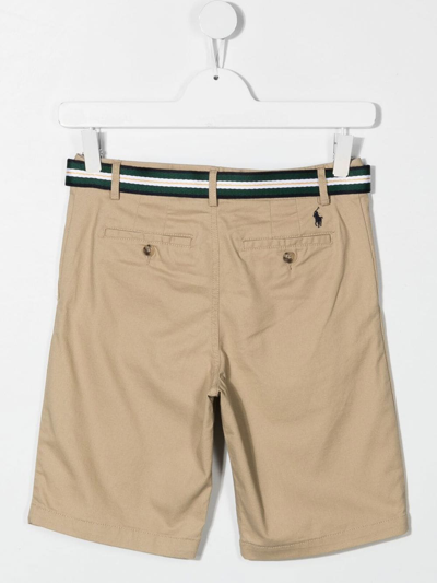 Shop Ralph Lauren Striped Chino Shorts In Brown