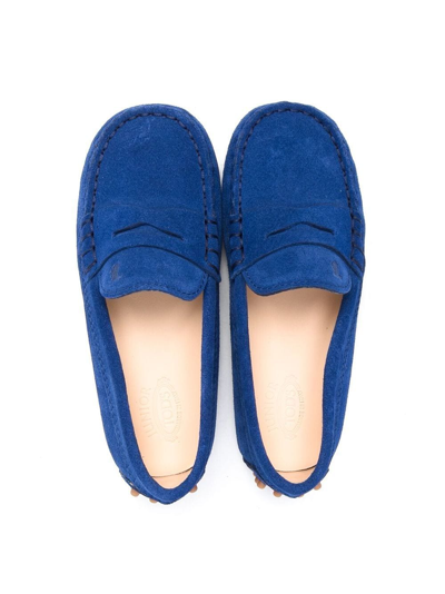 Shop Tod's Gommino Suede Mocassin Loafers In Blue