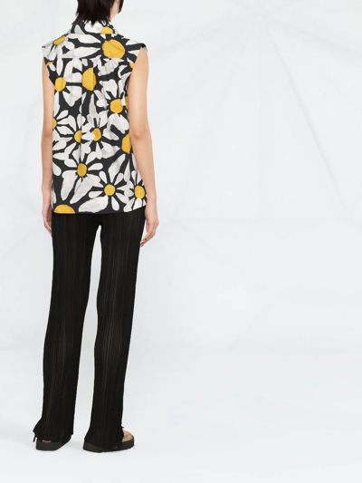 Shop Marni Floral-print Sleeveless Shirt In Black