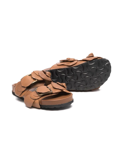 Shop Gallucci Floral Detail Sandals In Brown