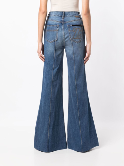 Shop Zimmermann Flared High-waisted Jeans In Blue