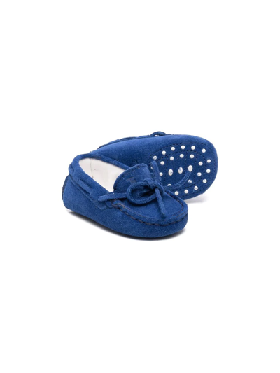 Shop Tod's Gommino Suede Pre-walker Loafers In Blue
