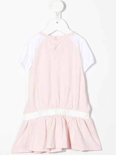 Shop Moncler Logo-patch Flared Dress In Pink