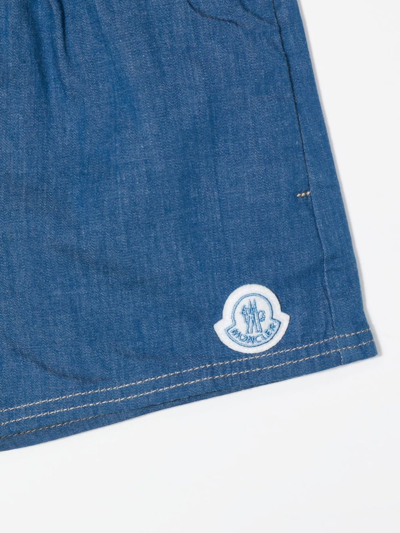 Shop Moncler Logo-patch Denim Shorts In Blue