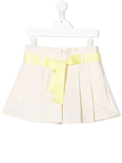 Shop Moncler Belted Pleated Shorts In Neutrals