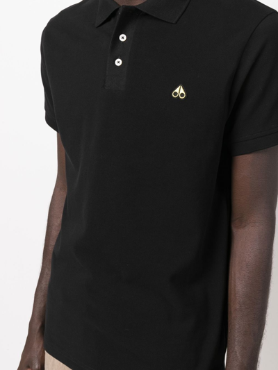 Shop Moose Knuckles Logo Patch Polo Shirt In Black