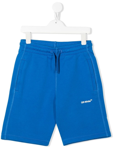 Shop Off-white Logo Print Casual Shorts In Blue