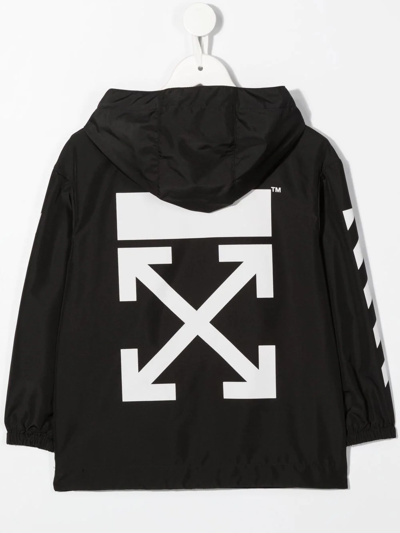 Shop Off-white Logo Print Rain Jacket In Black