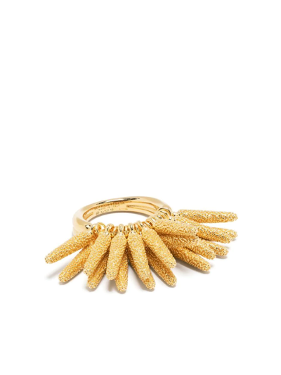 Shop Bottega Veneta Cone Sliding Embellishment Ring In Gold