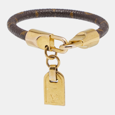 Louis Vuitton Nano Monogram Brown Canvas Gold Tone Metal Bracelet