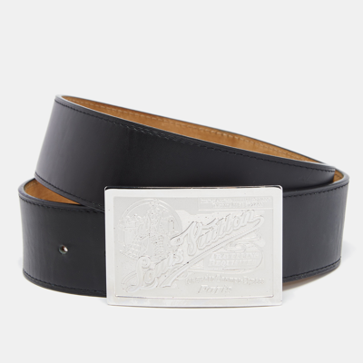 Pre-owned Louis Vuitton Black Leather Travelling Requisites Belt 95cm