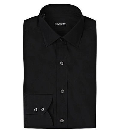 Shop Tom Ford Slim-fit Single-cuff Cotton Shirt In Black