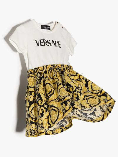 Shop Versace Barocco-skirt T-shirt Dress In White