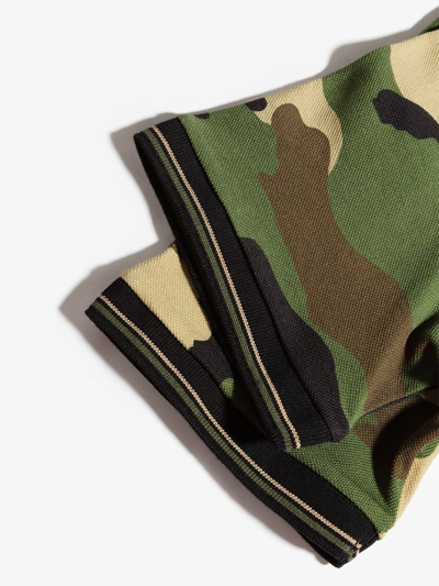 Dolce & Gabbana Green Camouflage Cotton Polo Shirt In Green
