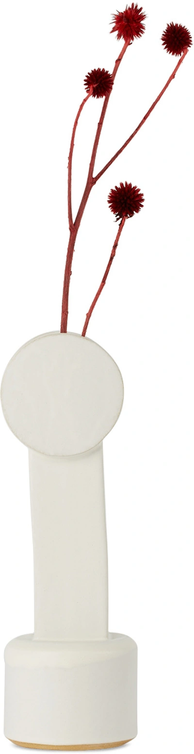 Shop Bzippy Off-white Medium Circle Top 4 Vase In Marshmallow