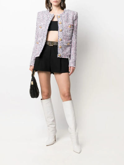 Shop Balmain Tweed Spencer Jacket In White