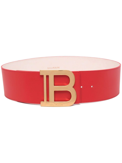 Shop Balmain B-belt Logo-buckle Belt In Red