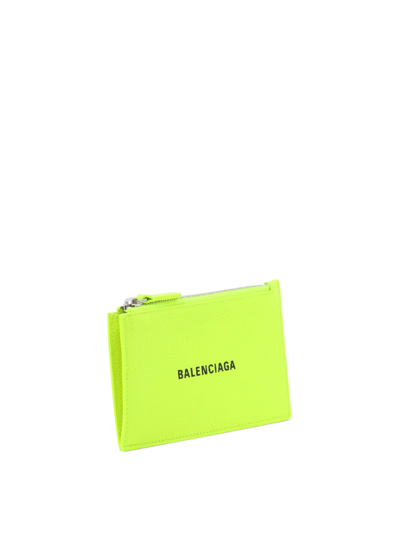 Shop Balenciaga Zipped Card Holder In Yellow