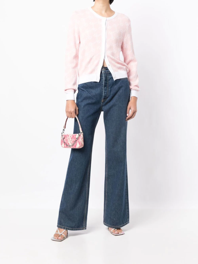 Rokh Monogram-print Button-up Cardigan In Pink