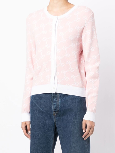 Shop Rokh Monogram-print Button-up Cardigan In Pink