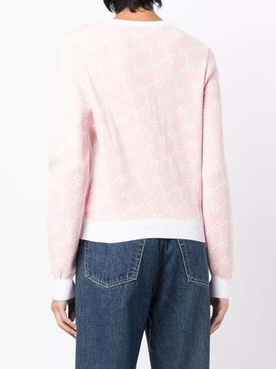 Shop Rokh Monogram-print Button-up Cardigan In Pink