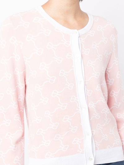 Shop Rokh Monogram-print Button-up Cardigan In Pink