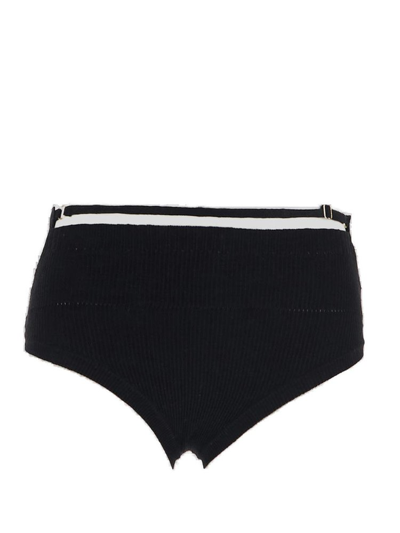 Shop Jacquemus Strap Knitted Culotte In Black