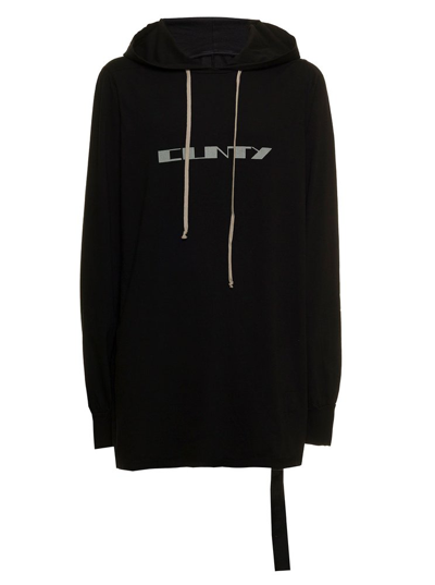 Shop Rick Owens Drkshdw Logo Printed Drawstring Hoodie In Black