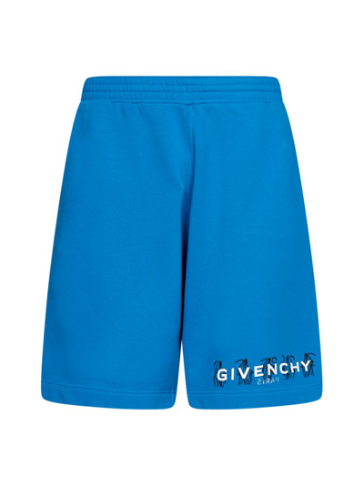 Shop Givenchy Reverse Logo Printed Bermuda Shorts In Blue