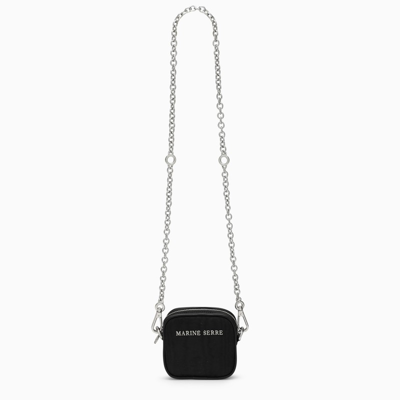 Shop Marine Serre Logoed Mini Shoulder Bag In Black