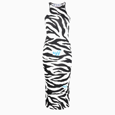 Shop Off-white Zebra-print Midi Dress In White