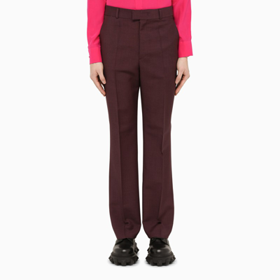 Shop Valentino Bordeaux Wool And Mohair Trousers In Burgundy