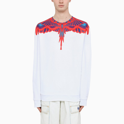 Shop Marcelo Burlon County Of Milan White/red Wings Crewneck Sweatshirt