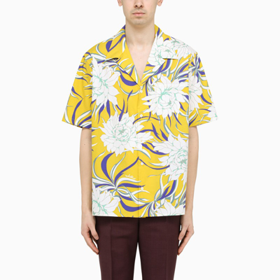 Shop Valentino Yellow Floral-print Short-sleeved Shirt