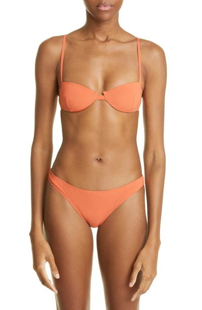 Shop Totême Balconette Recycled Polyamide Blend Bikini Top In Burnt Orange