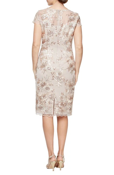 Shop Alex Evenings Embroidered Sheath Dress In Champagne