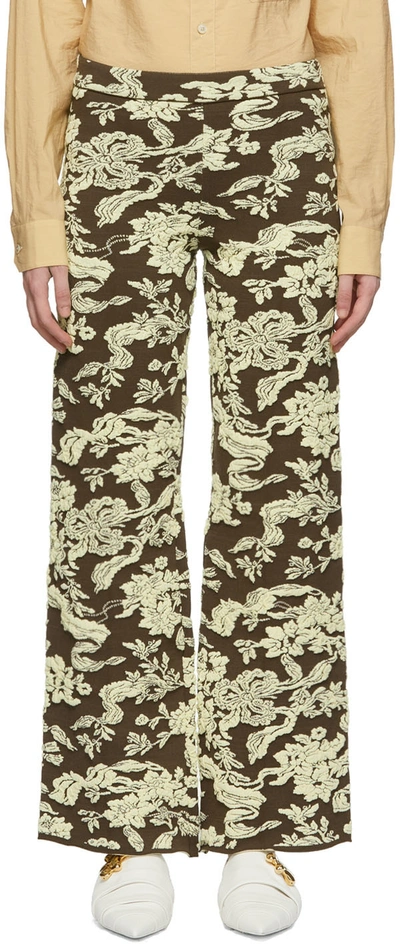 Jil Sander Brown Viscose Trousers In 247 Open Brown