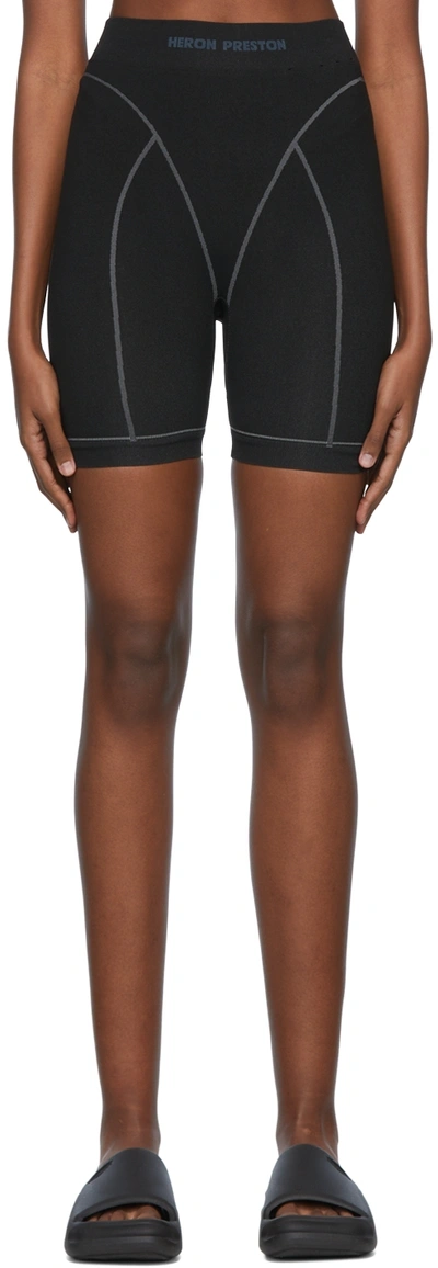 Shop Heron Preston Black Nylon Sports Shorts In 001 Black White