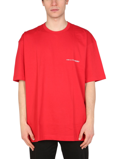 Shop Comme Des Garçons Shirt Logo Print T-shirt In Red