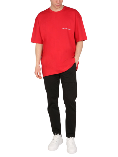 Shop Comme Des Garçons Shirt Logo Print T-shirt In Red