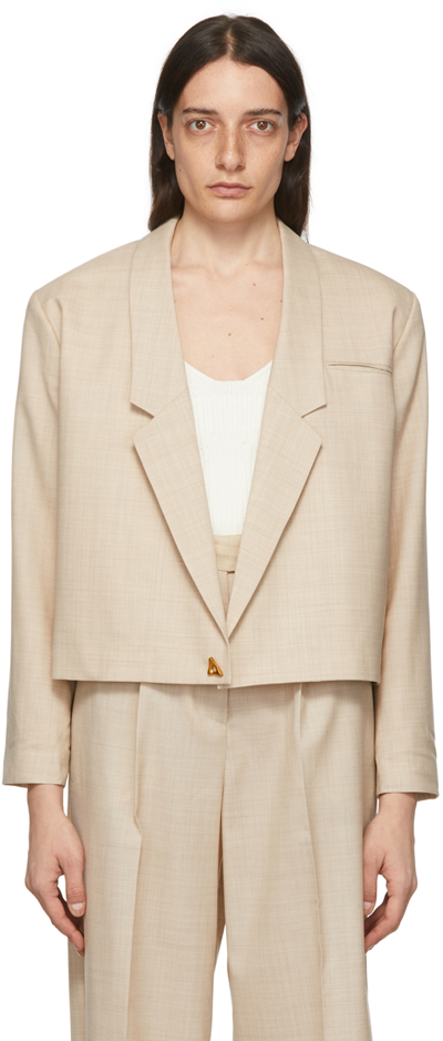 Aeron Single-breasted Cropped Blazer In Sand