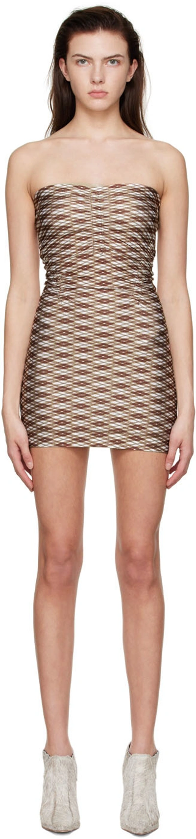 Shop Knwls Brown Polyester Mini Dress In Argyle K