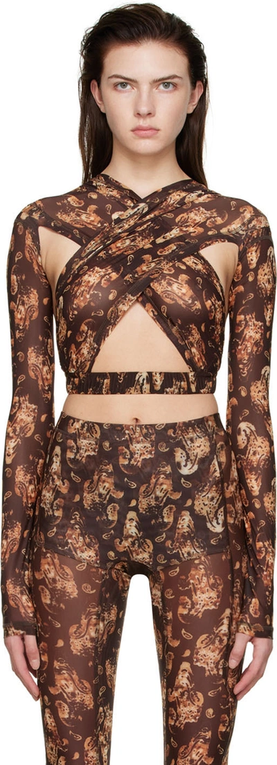 Shop Knwls Brown Polyester Blouse In Paisley Dark