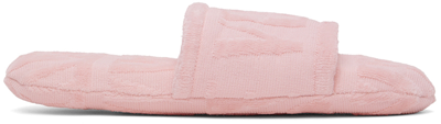 Shop Versace Pink Logo Slippers In 5p410