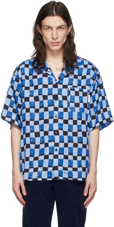 Shop Marni Blue Viscose Shirt In Idb39 Powder Blu