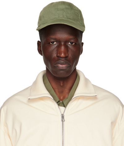 Shop Jil Sander Green Linen Cap In 330 - Artichokes