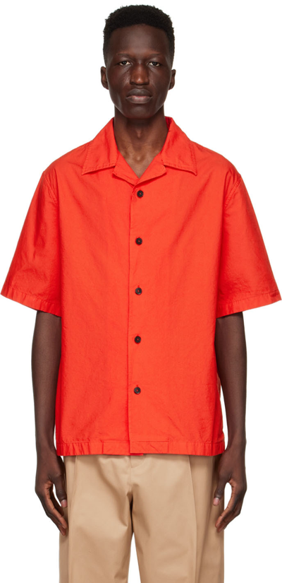 Shop Jil Sander Red Cotton Shirt In 617 - Medium Red