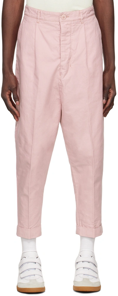 Shop Ami Alexandre Mattiussi Pink Cotton Trousers In Pale Pink/655